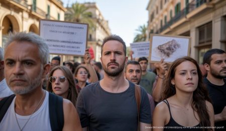 Spaniens Umgang mit Unregelmäßigen: Dilemma und Potenzial Protester in Palma de Mallorca marchieren gegen Tourismus