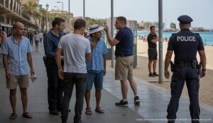 Spannungen zwischen Straßenhändlern und Polizei an der Playa de Palma Straßenhändler und Polizei-Konflikt an der Playa de Palma