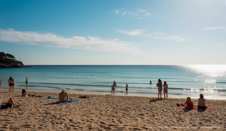 Santa Ponsa erwartet heiße Sommerfarben mit strahlend blauem Himmel Santa Ponsa bei strahlend blauem Himmel und heißen Temperaturen