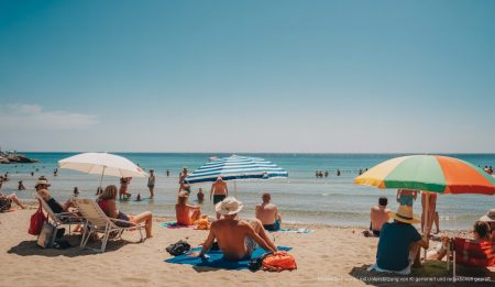 Sonniger Sommertag auf Mallorca: Ideales Wetter für Urlauber Sonniger Tag mit Urlaubern am Strand von Mallorca