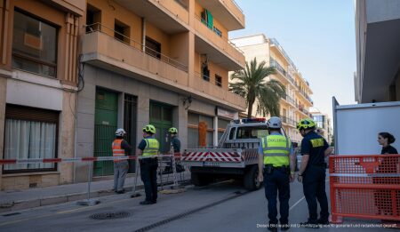 Ein Bauarbeiter in Palma de Mallorca stürzt von einem Gebäude; Einsatzkräfte vor Ort