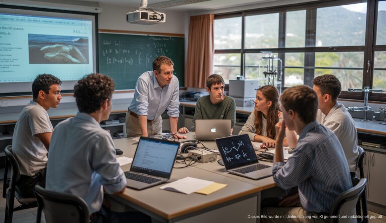 Neue Studiengänge an der UIB: Wissenschaft und Technik im Fokus Studierende der Universität der Balearen in einem modernen Klassenzimmer