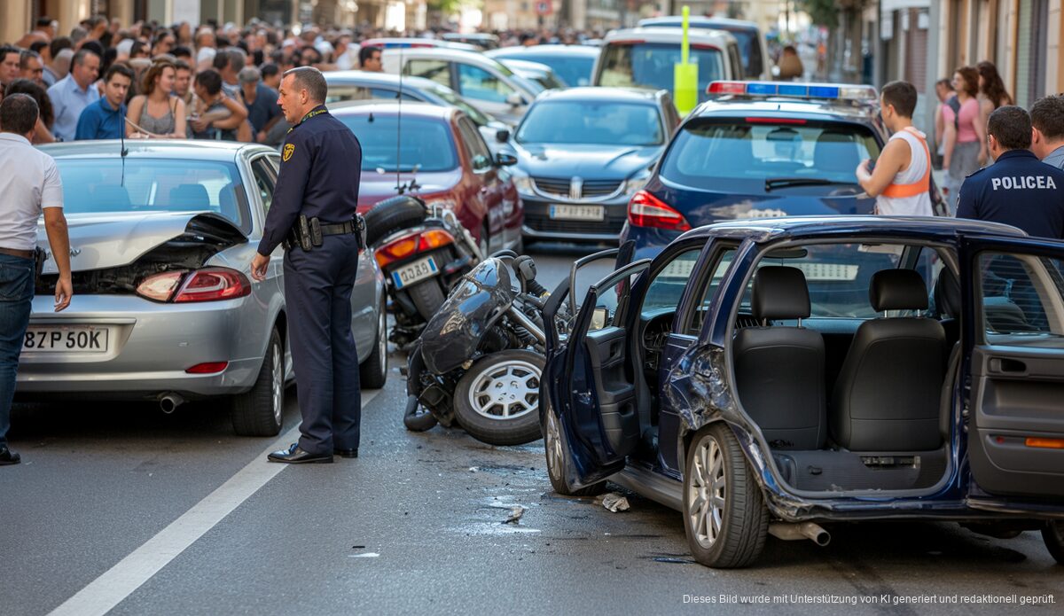 Auto-Unfallserie schockiert Palma: Mehrere Fahrzeuge beschädigt Verkehrsunfälle in Palma de Mallorca mit beschädigten Fahrzeugen