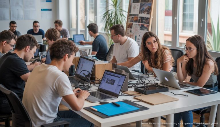 PalmaActiva fördert kreative Unternehmen in Palma Ein belebtes Coworking-Spaces von PalmaActiva in Palma de Mallorca mit jungen Unternehmern