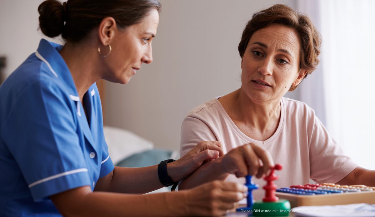Alzheimer-Initiativen auf Mallorca: Verbesserte Diagnosen und individuelle Pflege Alzheimer-Patient bei kognitiven Aktivitäten mit Pflegekraft, Mallorca