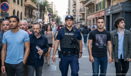 Palmas Polizei setzt auf Bodycams bei Sicherheitsgefahren Polizist in Palma mit Bodycam im Einsatz