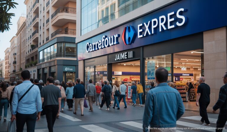 Palma de Mallorca: Carrefour entschuldigt sich für ‚Mayorca‘-Flüchtigkeitsfehler Carrefour Express in Palma de Mallorca mit fehlerhaftem Namen