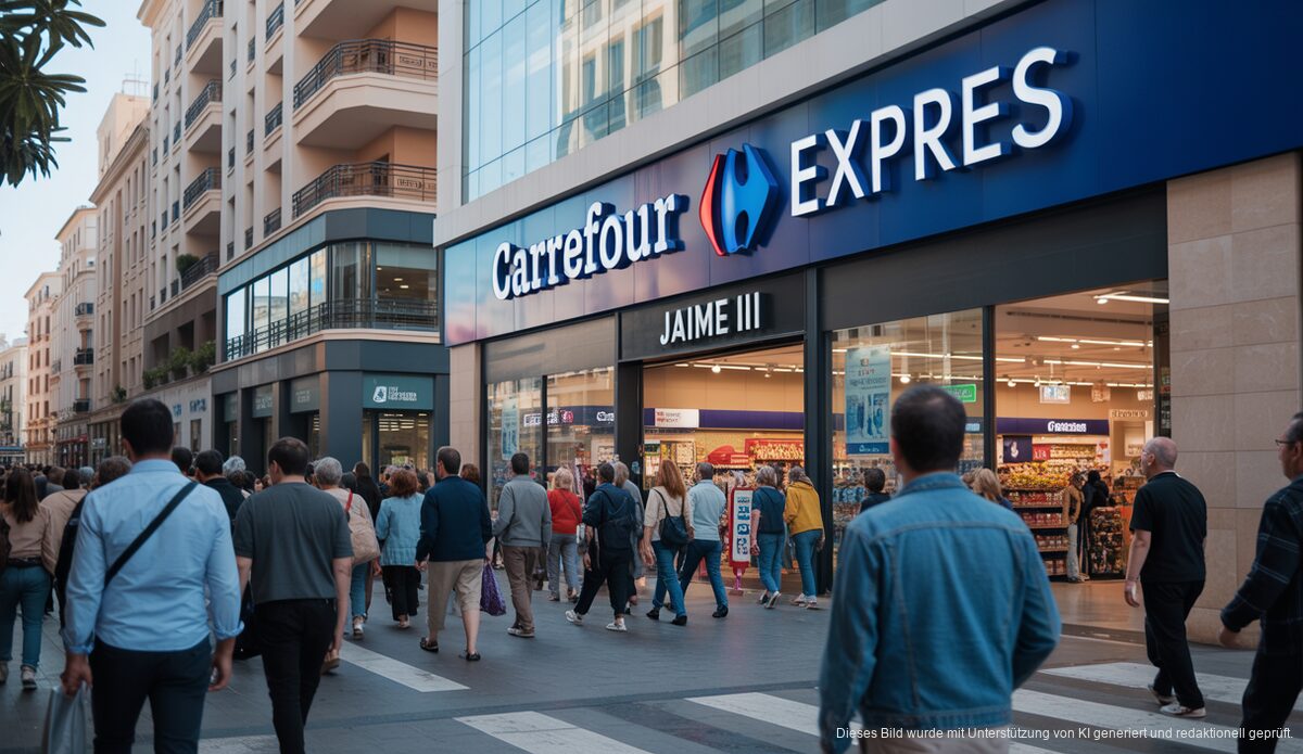 Palma de Mallorca: Carrefour entschuldigt sich für ‚Mayorca‘-Flüchtigkeitsfehler Carrefour Express in Palma de Mallorca mit fehlerhaftem Namen