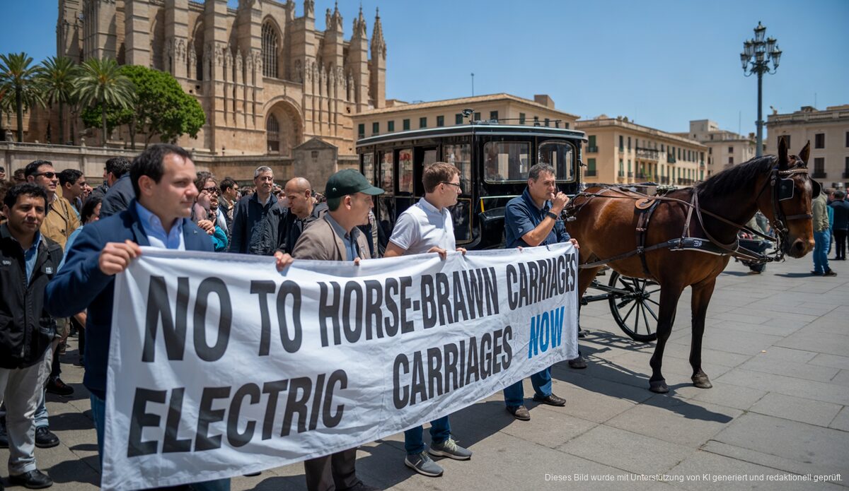 Palma setzt auf elektrische Kutschen und diskutiert das Ende der Pferdekutschen Protest in Palma gegen Pferdekutschen und Vorstellung elektrischer Kutsche