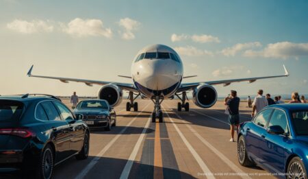 Emir aus Dubai löst Aufsehen am Flughafen Palma de Mallorca aus Boeing 747 des Emirs von Dubai am Flughafen Mallorca.