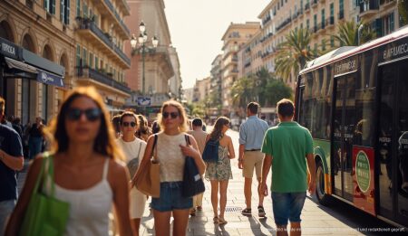 Mallorca: Nachhaltigkeit und Herausforderungen im Tourismus Straße in Palma de Mallorca mit Touristen im Sommer