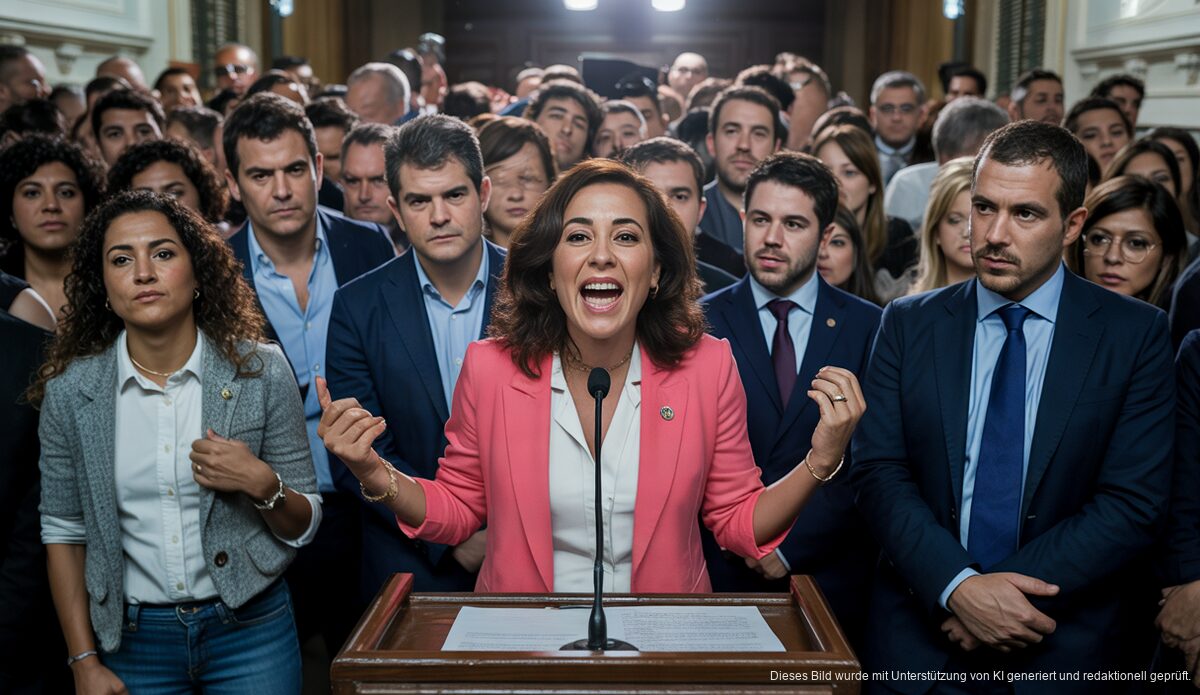 Rosario Sánchez und die Debatte um die Presseraum-Nutzung Rosario Sánchez spricht im Presseraum des Parlaments der Balearen.