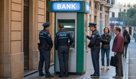 Techniker stiehlt 146.000 Euro in Palma: Polizei greift ein Polizei und Techniker bei einer Ermittlung an einem Geldautomaten in Palma de Mallorca