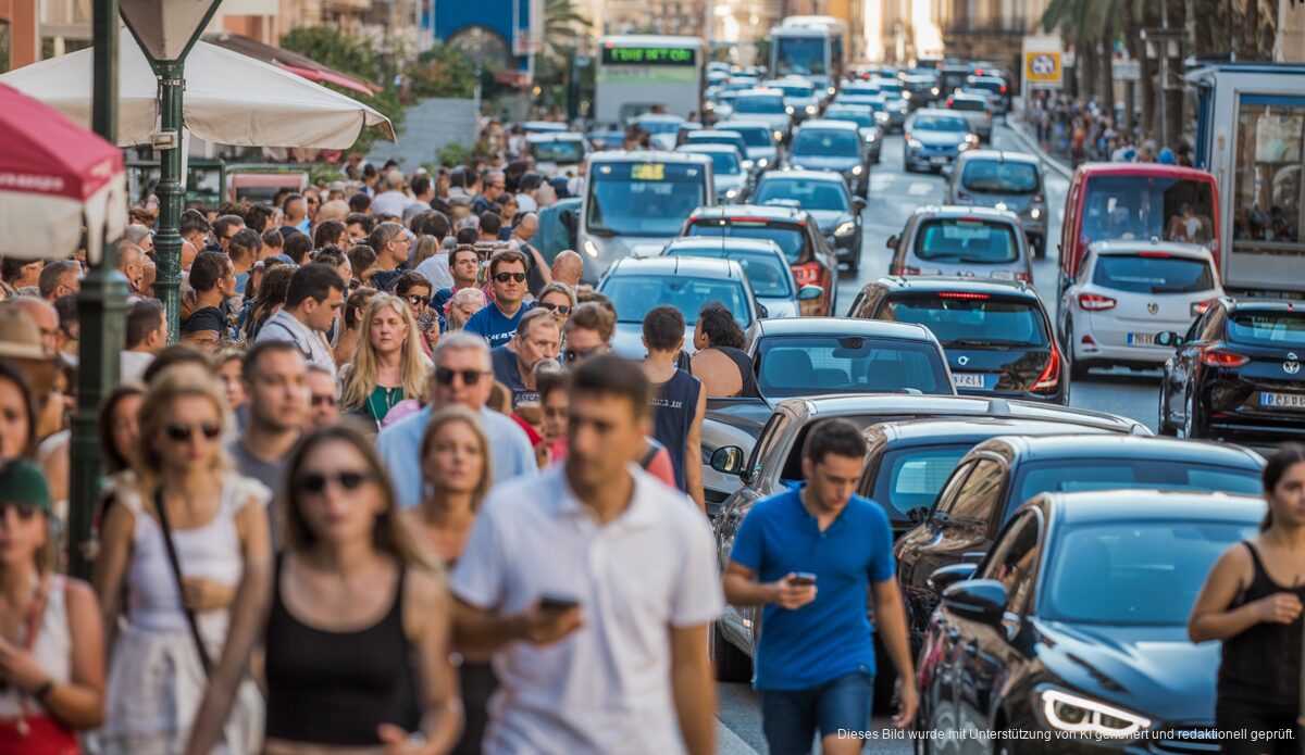 Debatte um Tourismus und Verkehr auf Mallorca verschärft sich Verkehr und Tourismus auf den belebten Straßen von Palma de Mallorca